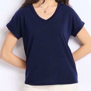 Staccato Deep Blue V-Neck Short Sleeve Top